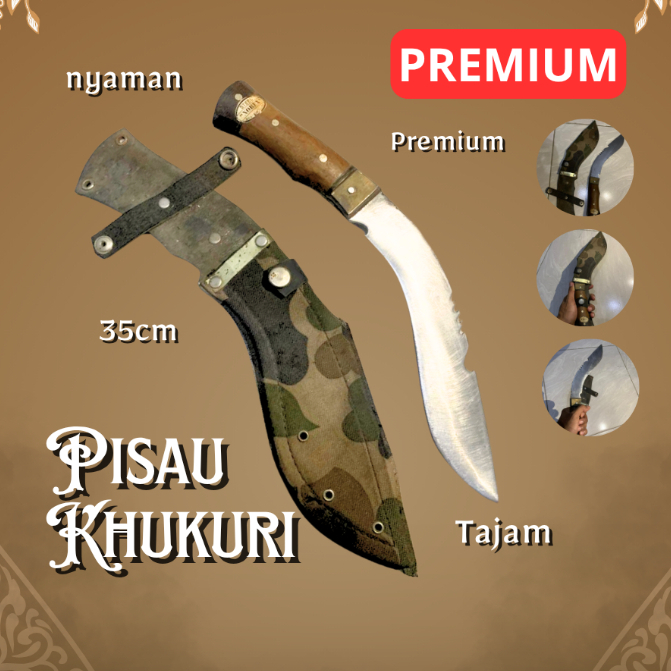 TERLARIS Pisau Survival Kukri Pisau Kukuri khas Nepal Aseli Ciwidey Serbaguna 35Cm