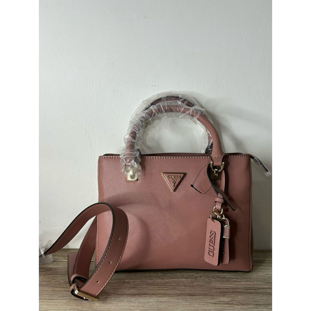 GUESS Noelle Satchel Handbag Pink 25x18 New Original Tas Wanita Branded Include Dust Bag Strap Panja