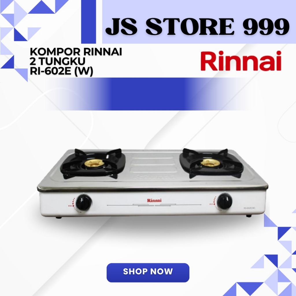 KOMPOR GAS 2 TUNGKU RINNAI RI-602E(W) RINNAI RI 602E (W) WARNA PUTIH