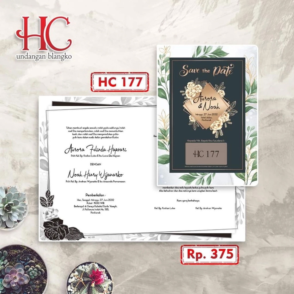 undangan pernikahan / undangan pernikahan murah / undangan murah / blangko undangan hc 177