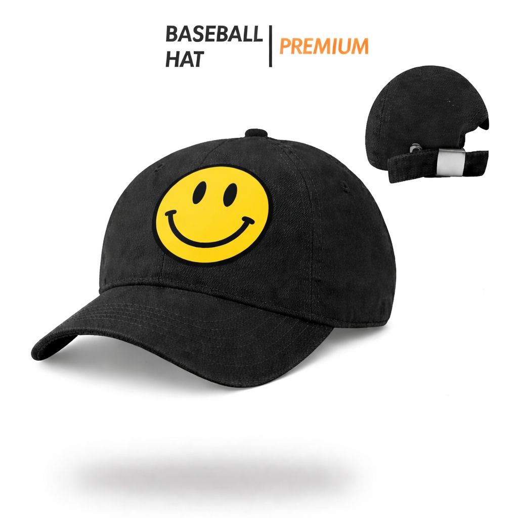 TOPI BASEBALL CAPS TOPI CASUAL PRIA WANITA PREMIUM ORIGINAL LOGO SMILE