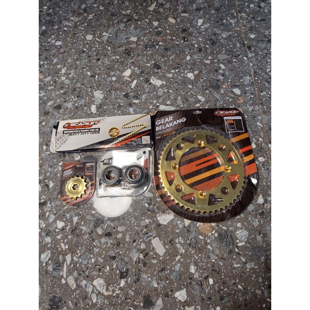 gear set klx 150 d'traker 428 GEAR SET KLX D'TRAKER 150 1 PAKET GEAR SET KLX 150 PLUS BEARING RODA S