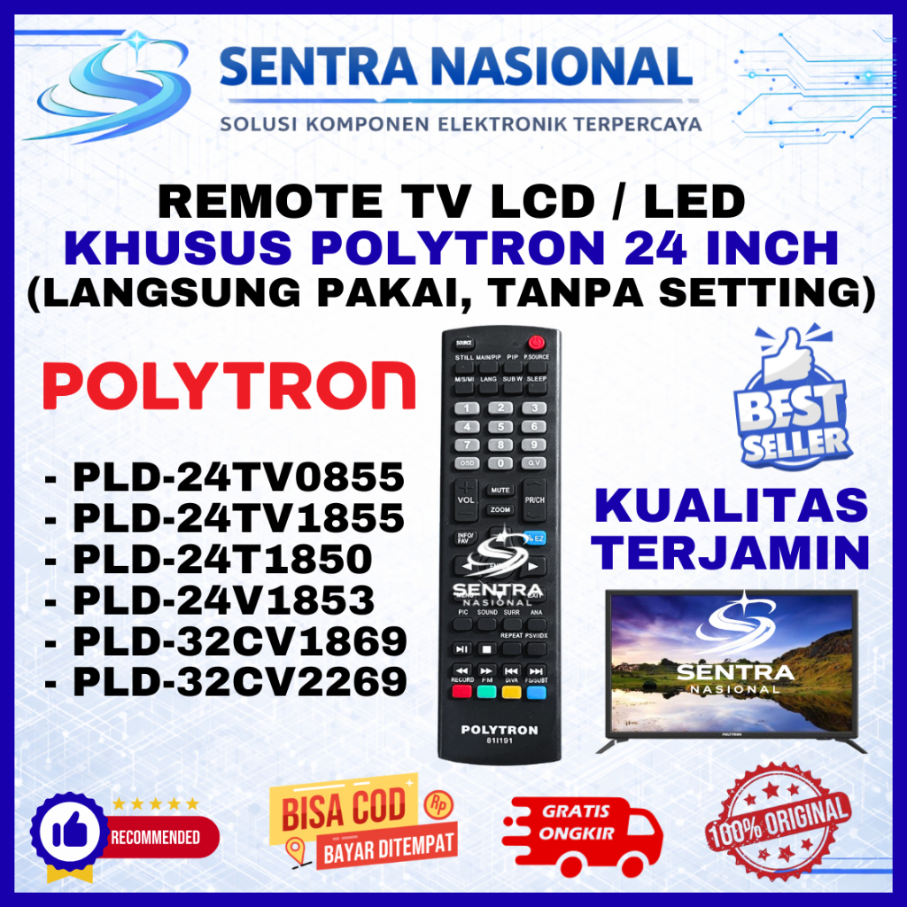 REMOTE TV POLYTRON 24 INCH 32 INCH PLD24TV0855 PLD24TV1855 PLD24T1850 PLD24V1853 PLD32CV1869 PLD32CV