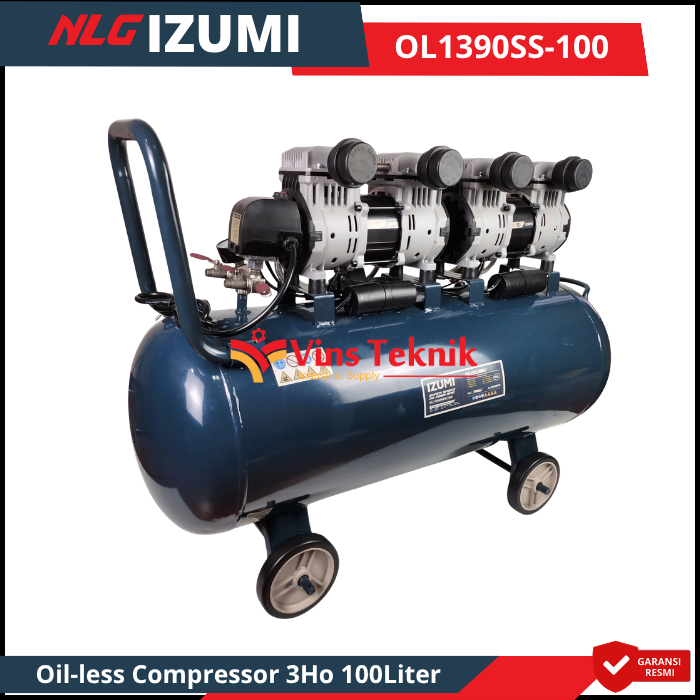 NLG IZUMI OL 1390SS-100 Mesin kompresor Udara Oil-less Compressor 3HP 100L OL1390SS-100