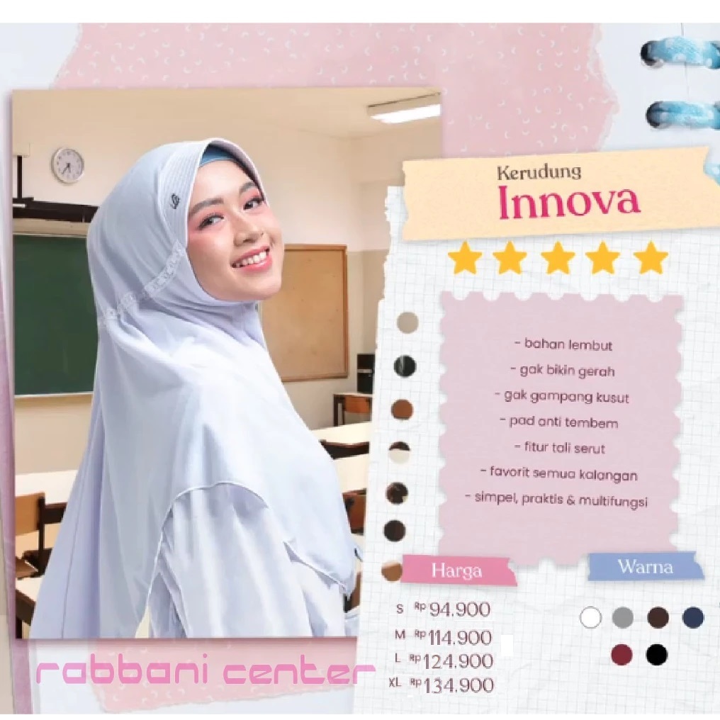 innova size M kerudung rabbani ori jilbab rabbani jilbab sekolah rabbani pita luar ASLI termurah