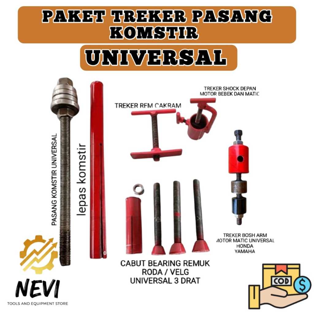paket treker bongkar pasang komstir universal treker cabut bearing remuk roda universal treker Bosh