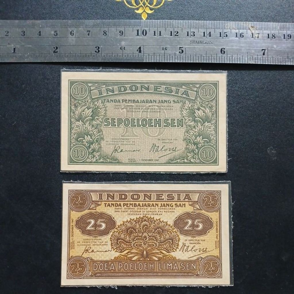 UK Set Seri Federal 2 10 sen & 25 sen tahun 1947 UNC foxing ORI