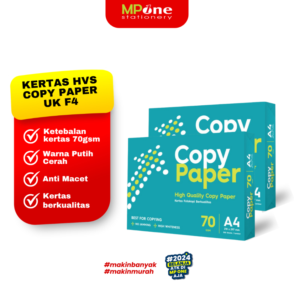 1 RIM Kertas HVS Copy Paper F4 - 70GSM / HVS Copy Paper Ukuran F4