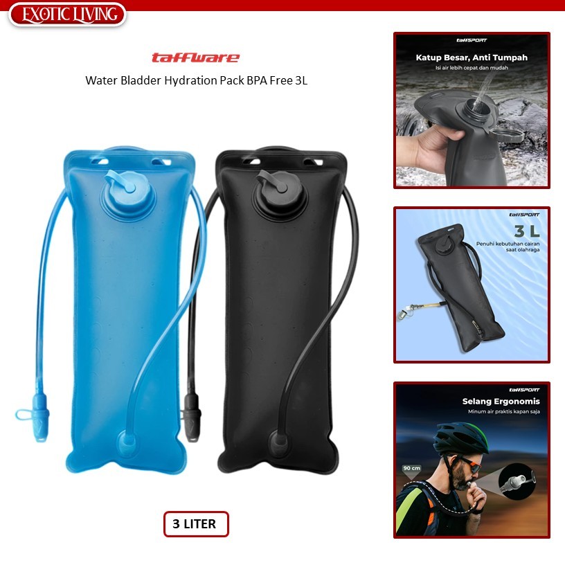 ExoticLiving - TaffSPORT Kantong Air Minum Water Bladder Hydration Pack BPA Free 2L 3L - Y8 SD16