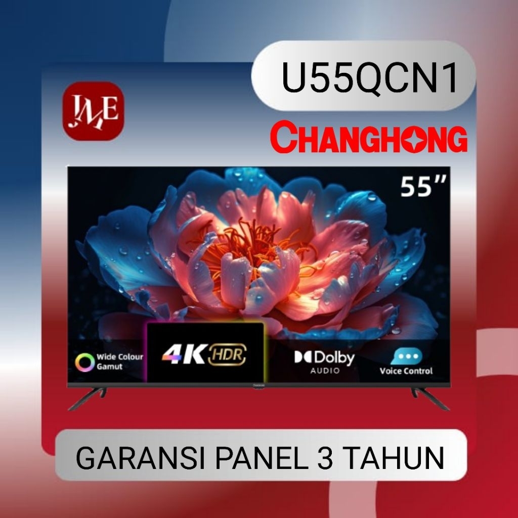 CHANGHONG U55QCN1 TV QLED 55 INCH GOOGLE TV SMART TV 55 INCH TV DIGITAL 4K  CHANGHONG 55 " 55QCN1 NE