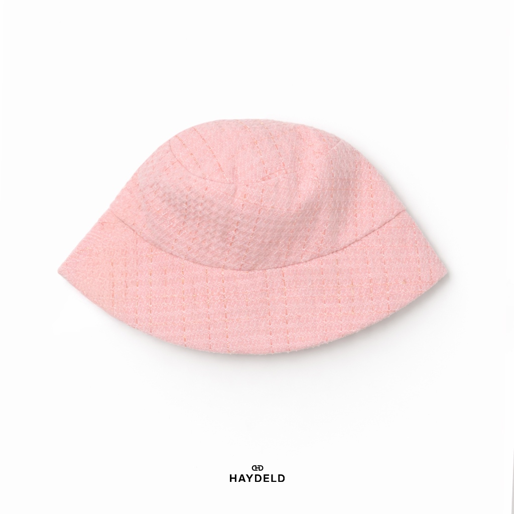 Topi Bucket Hat Bahan Tweed | Brigitte Textured Bucket Hat | Korean Style Hat | Topi Wanita Kekinian
