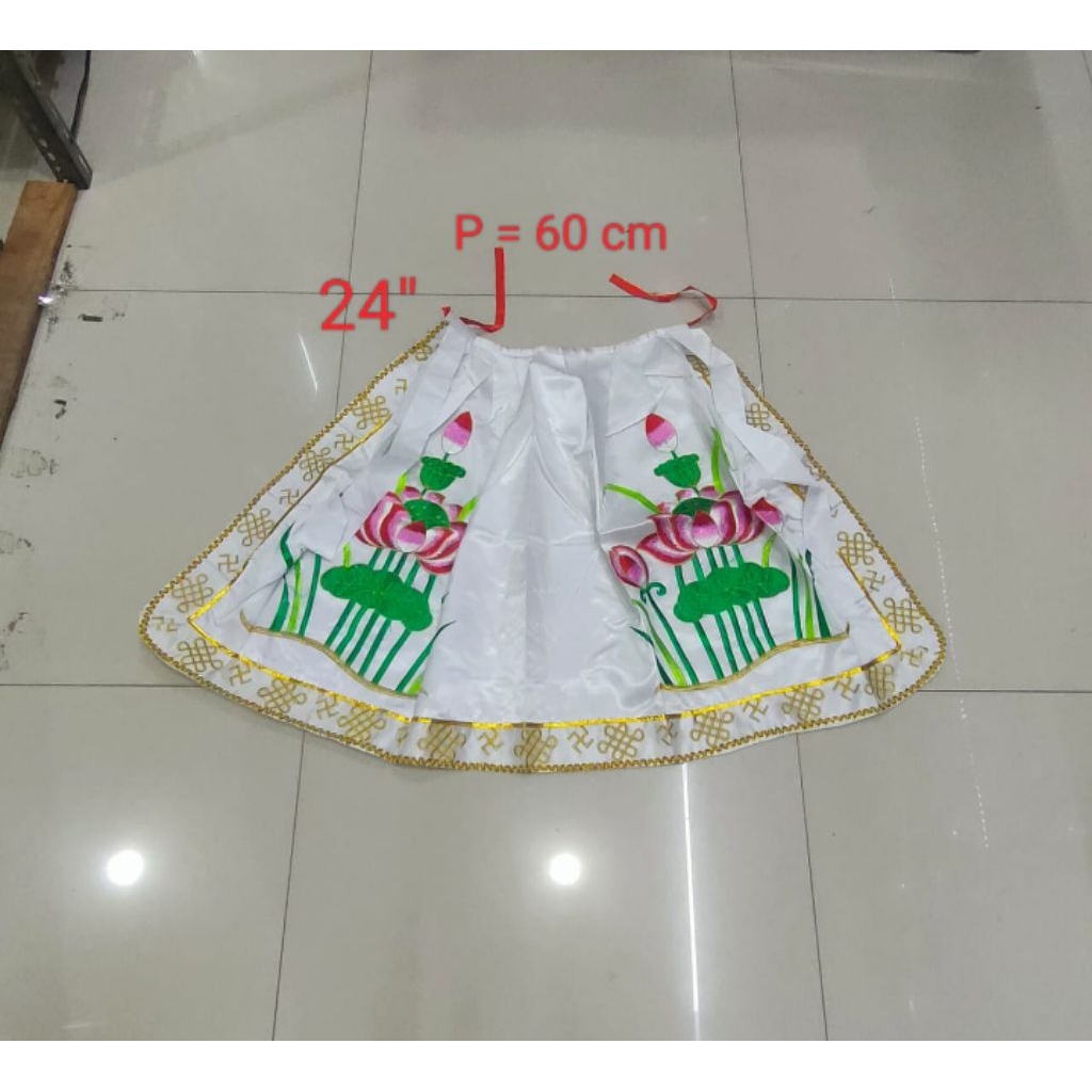 jubah patung / baju patung kwan im - putih - teratai - bordir - 24inch