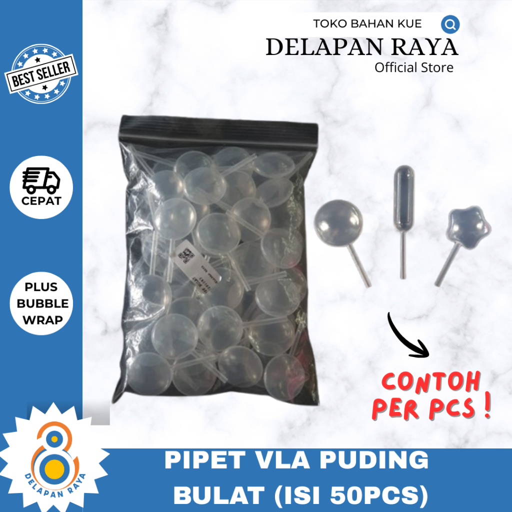 Pipet Vla Puding (isi 50pcs) / Pipet Untuk Aneka Jenis Selai Saos Kecap Vla Pipet Vla Isi 50pcs Tete