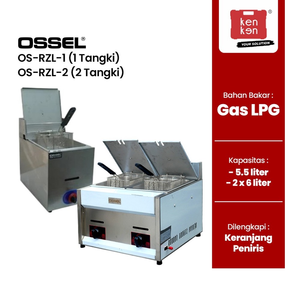Ossel - Gas Deep Fryer Gas 2 Tungku Gas Fryer 12Liter Penggorengan Kentang
