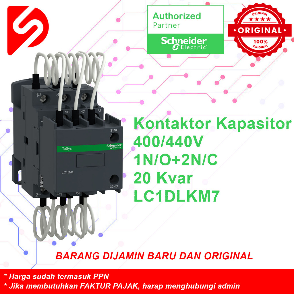 Kontaktor Kapasitor LC1DLKM7 400/440V 20Kvar Original Schneider