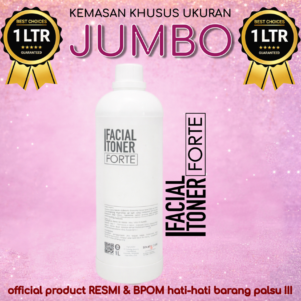 JUMBO 1 LITER | FACIAL TONER FORTE | Toner Bening Forte 1 liter | Whitening, Glowing, Exfoliator Sel
