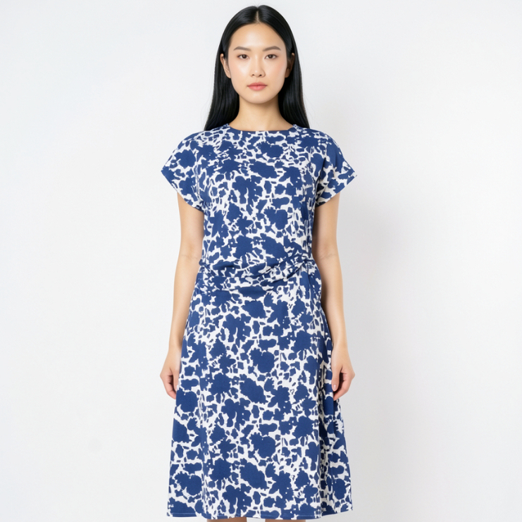 Eprise Dress Lengan Pendek - FP744A NAVY | Dress Terusan Wanita Casual