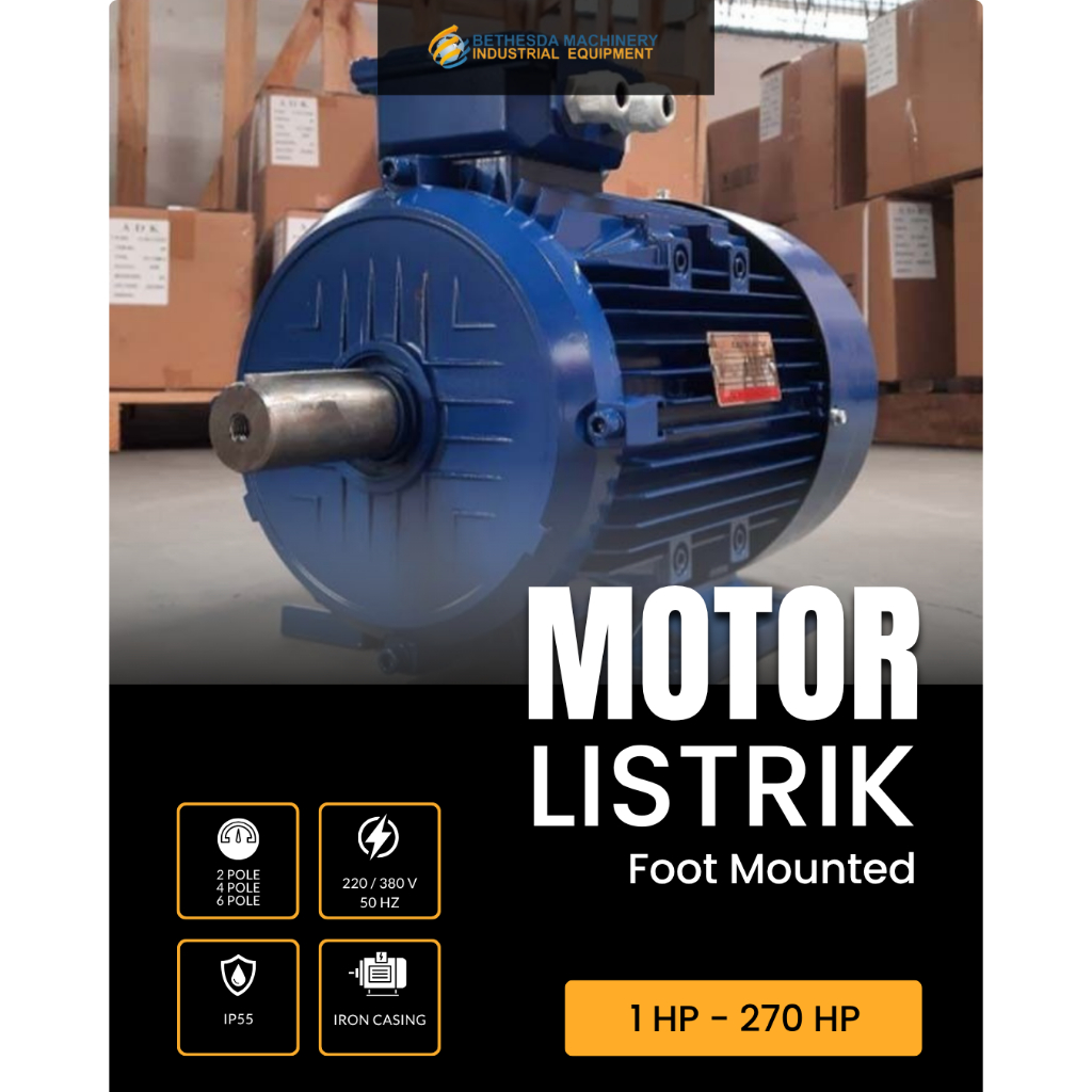 Dinamo Listrik 10 HP 7.5 kW 380 V 50 Hz 3000 Rpm Foot Mounted Iron Casing - ADK 7.5 kW