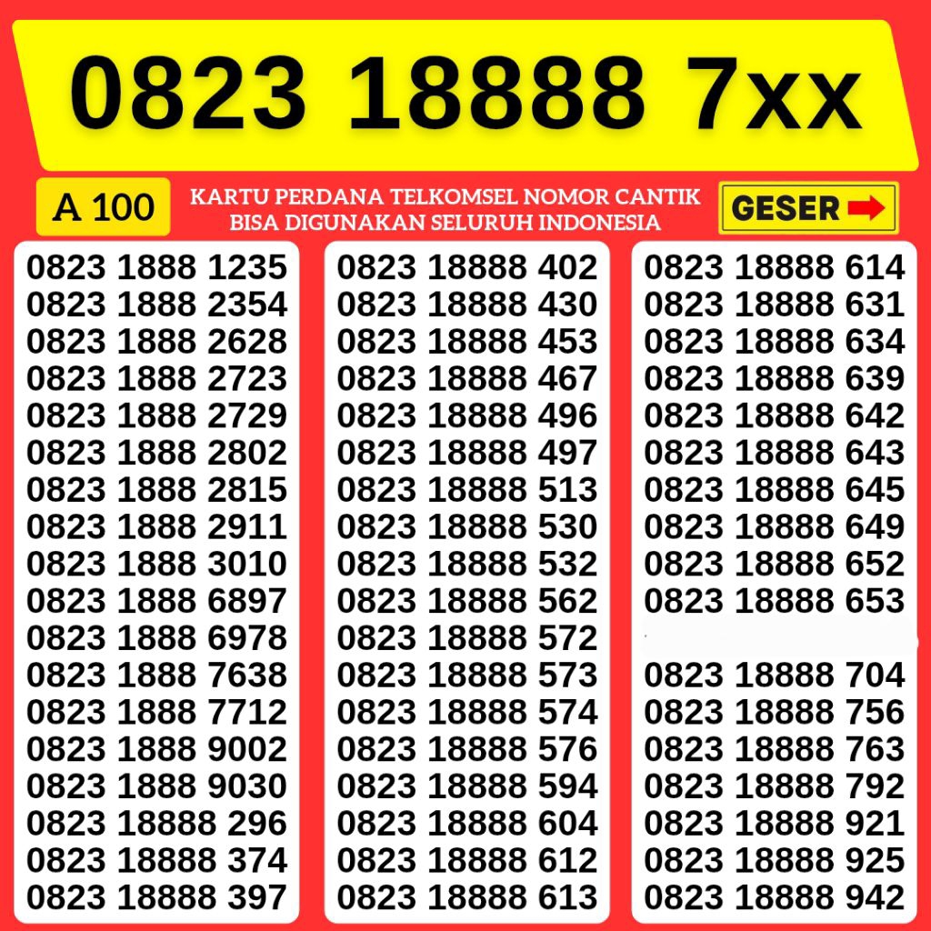 NOMOR CANTIK TELKOMSEL 18888 KARTU PERDANA 12 DIGIT 11 DIGIT 10 DIGIT MURAH KARTU PERDANA SIMPATI TE