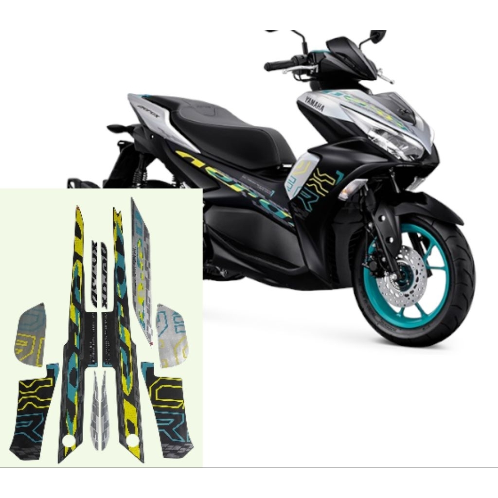 Stiker Striping Lis Body Motor Aerox 2024 Warna Hitam Silver