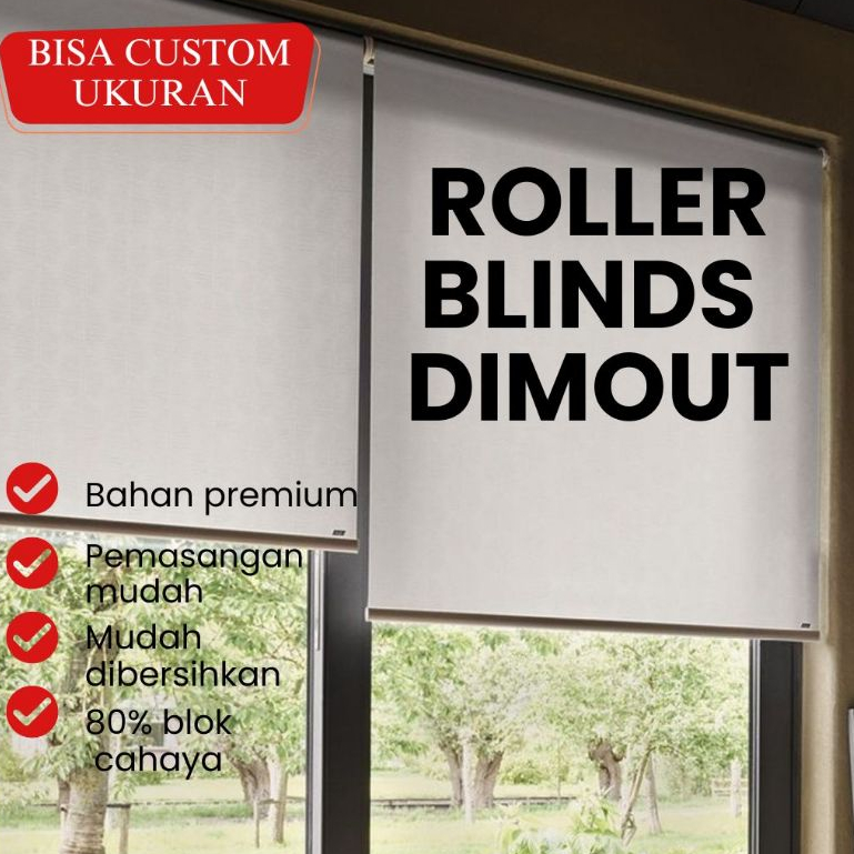 ROLLER BLINDS  DIMOUT BLOK CAHAYA 80% SHARP POINT - TIRAI GULUNG - TIRAI JENDELA - GORDEN GULUNG