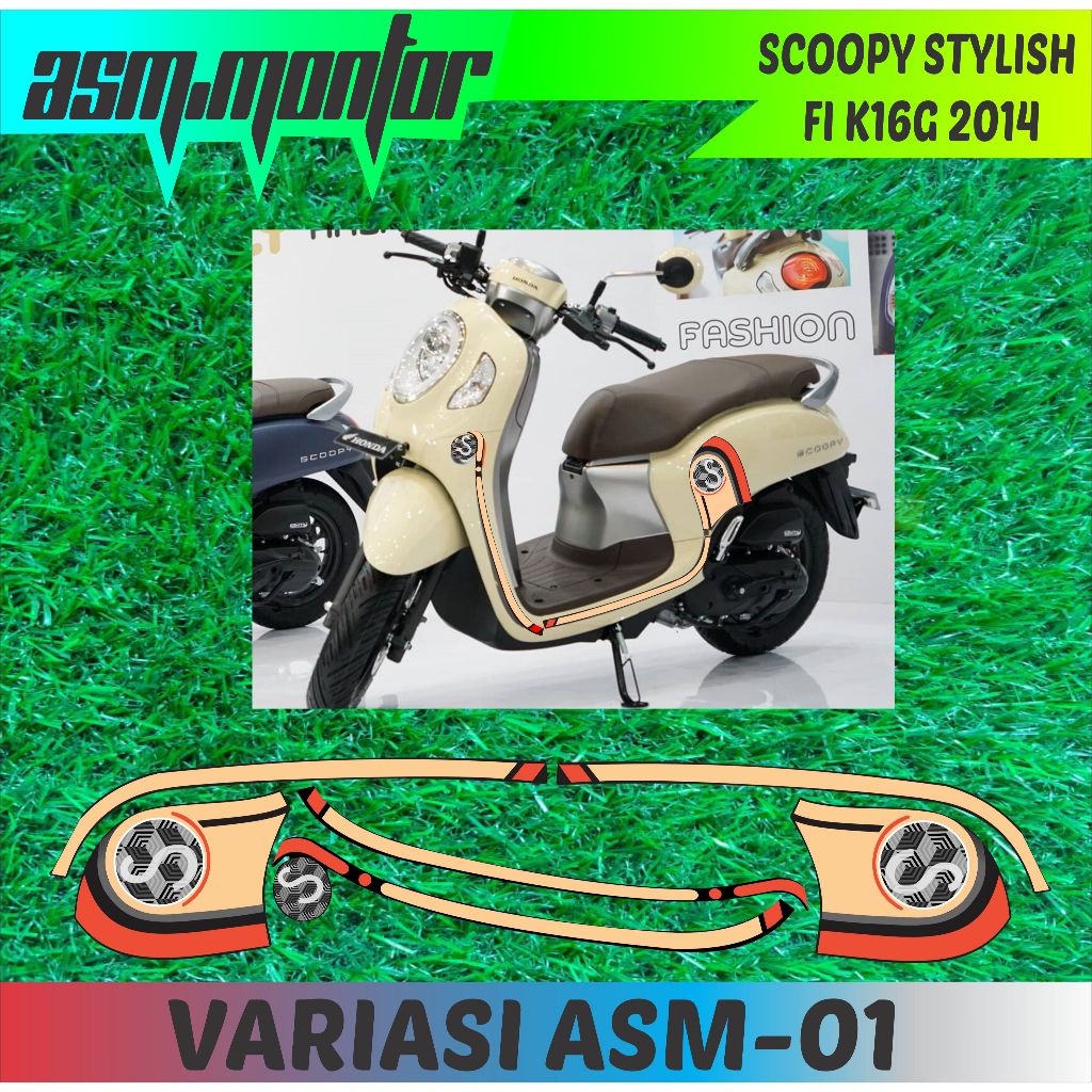 Striping sticker Scoopy stylish 2021body standar variasi