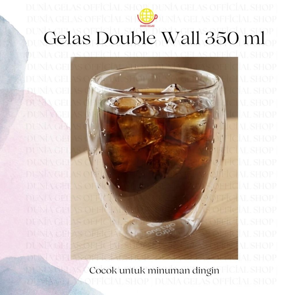 Gelas Dobel Dinding 350 ml / Double Wall Glass 350 ml / Gelas Kaca Double Wall 350 ml / Double Insul