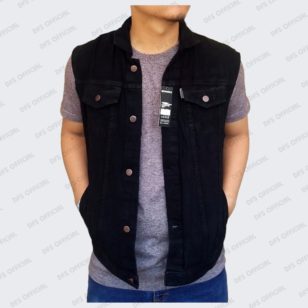 Vest Jacket Rompi Jeans Denim Pria M - XXXL / Outer Jacket Motor turing riding Cowok Flower Country