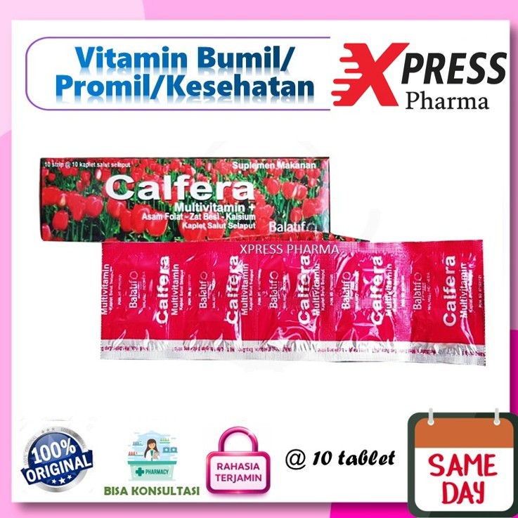 XPRESS  Calfera STRIP Vitamin Ibu Hamil / Program Hamil / Lanjut Usia / Kesehatan Tablet Kalvera Kal