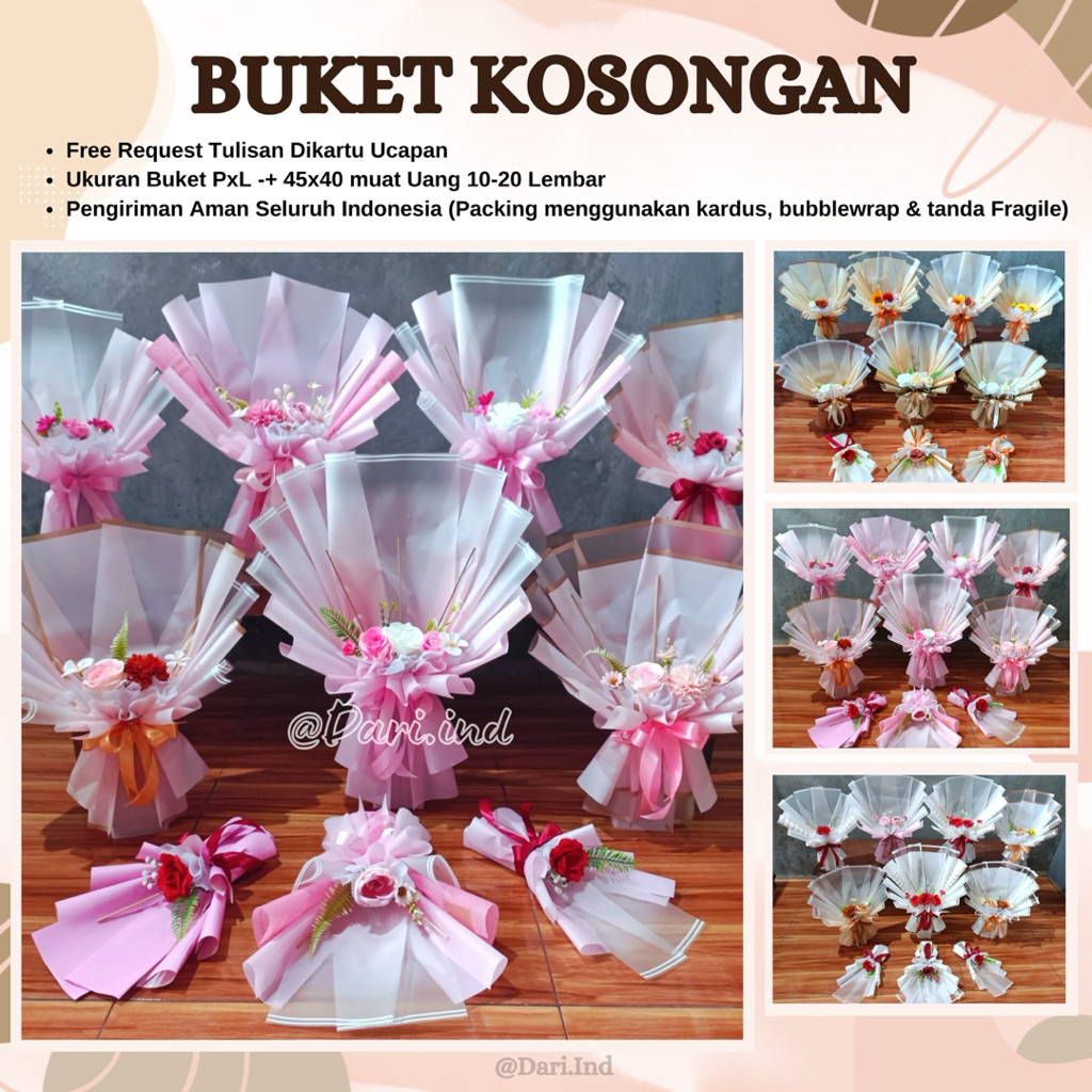 BUKET KOSONGAN bisa isi 10-20 LEMBAR UANG / Buket Uang Instan / Bucket Bunga / Buket Uang Murah / Bu