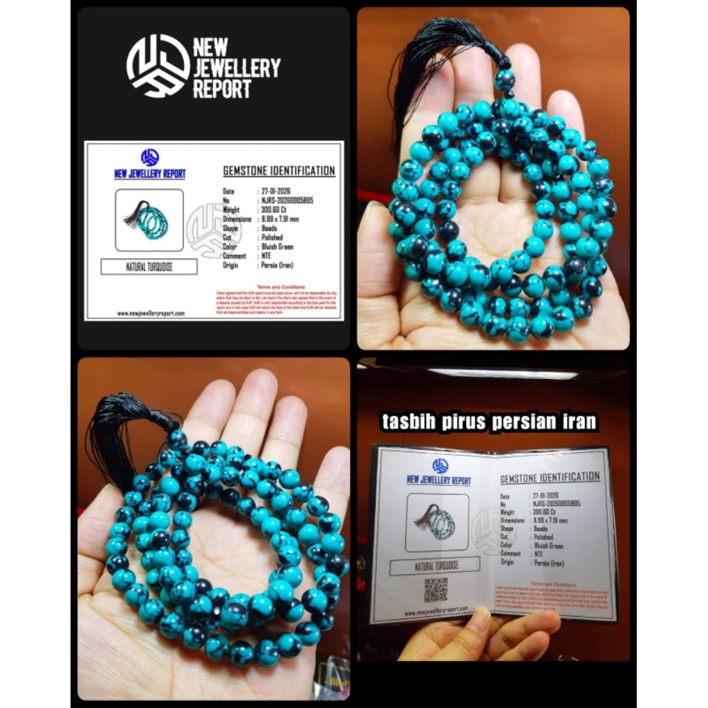 tasbih batu pirus Persia iran super + sertifikat lab