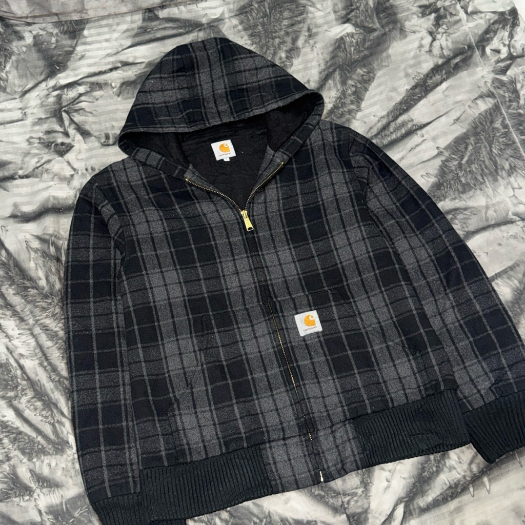 Carhartt Active Jacket Black Tartan Wool Vintage
