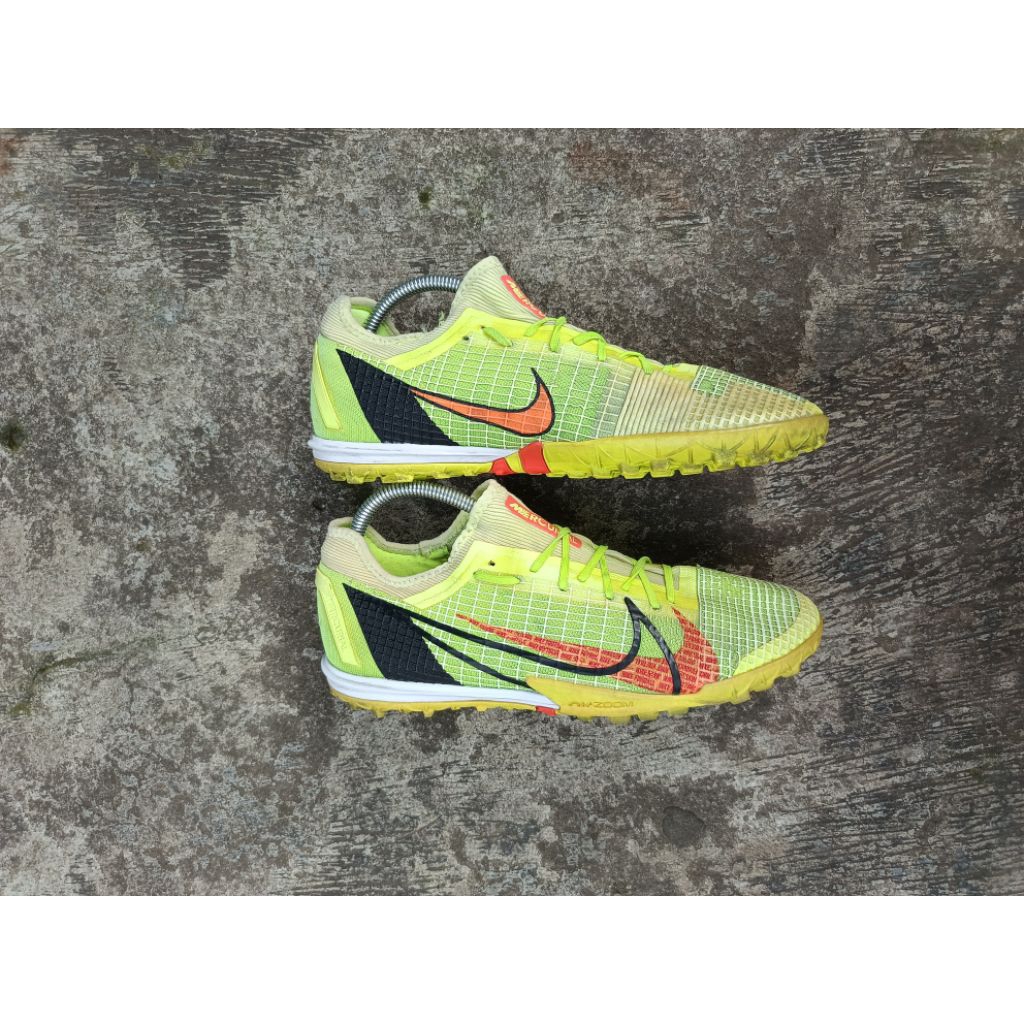Sepatu Minisocer Nike Zoom Vapor 14 Pro TF Turf Soccer Shoes Yellow CV1001-760 Size 42,5 Insole 27