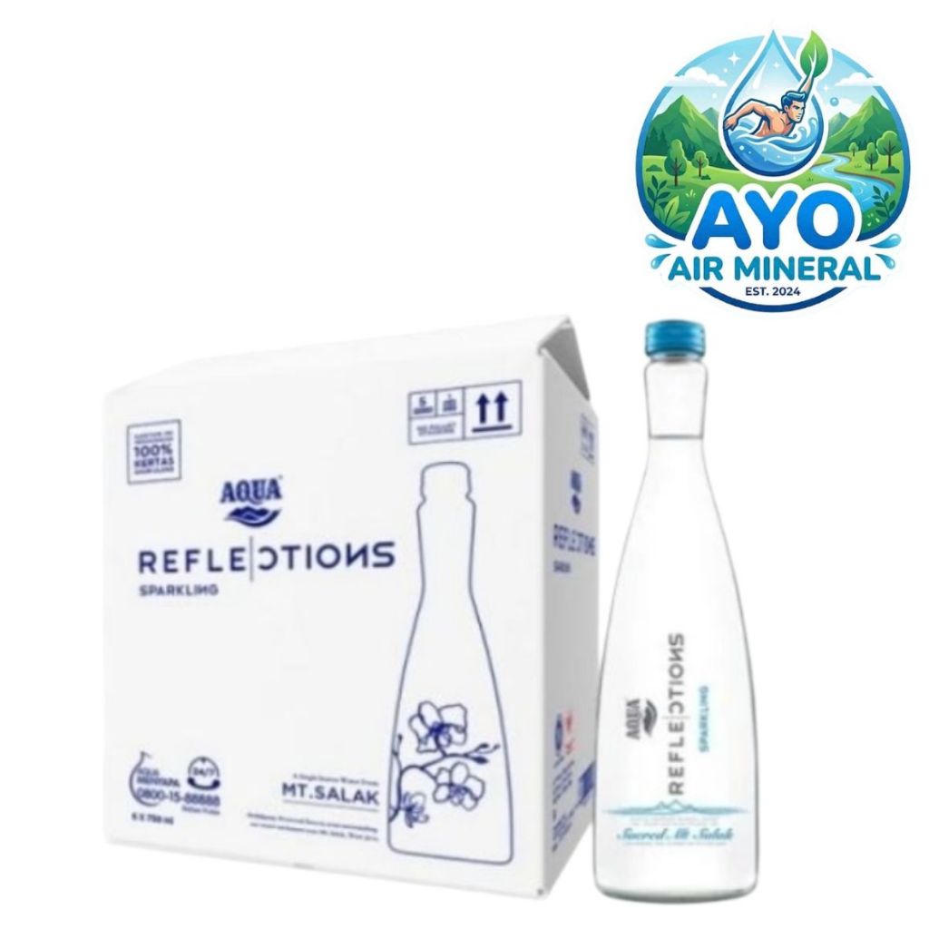 Aqua Reflections 750ml Sparkling Mineral Water [ Dus isi 6 Botol Kaca ]