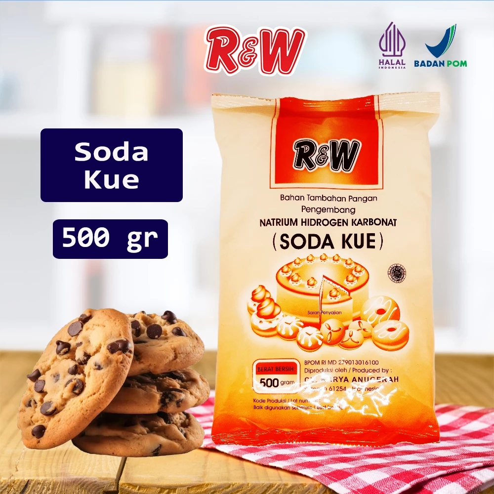 R&W Rajawali Soda Kue 500 Gram Natrium Hidrogen Karbonat Pengembang Adonan Roti Cookies Halal BPOM R
