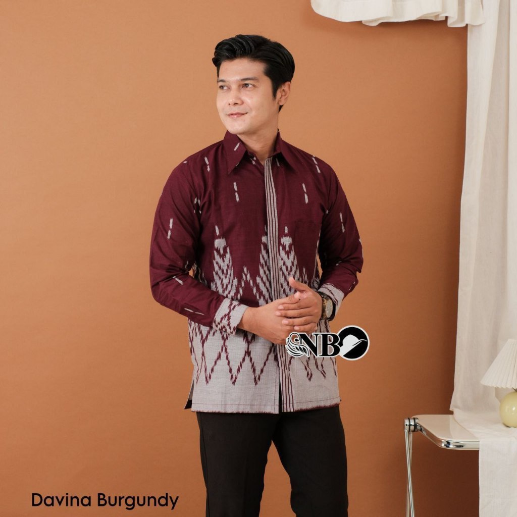 KEMEJA BATIK PRIA LENGAN PANJANG BAJU KANTOR MODERN HITS MASA KINI SIZE M L XL XXL