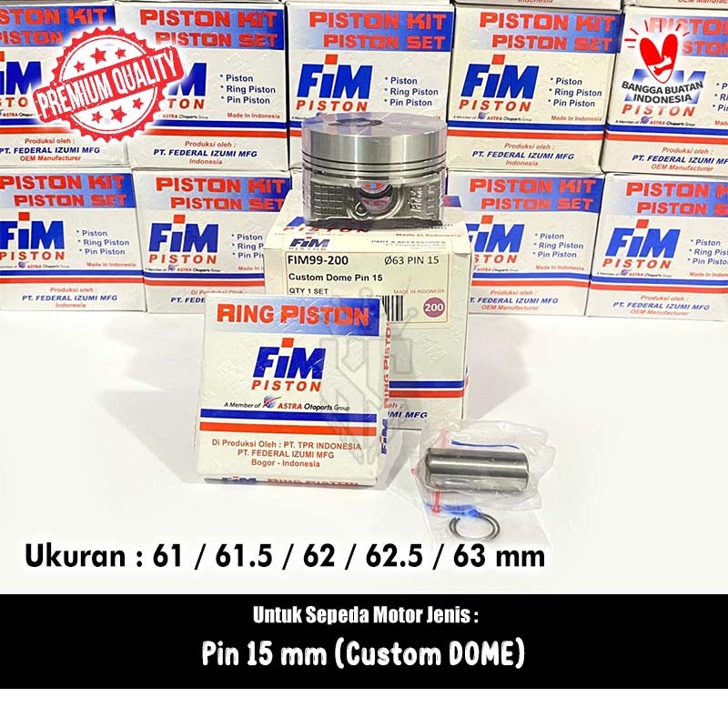 FIM 99 Piston Kit Racing Custom Dome Mentah 61 61.5 62 62.5 63 Pin 15 mm