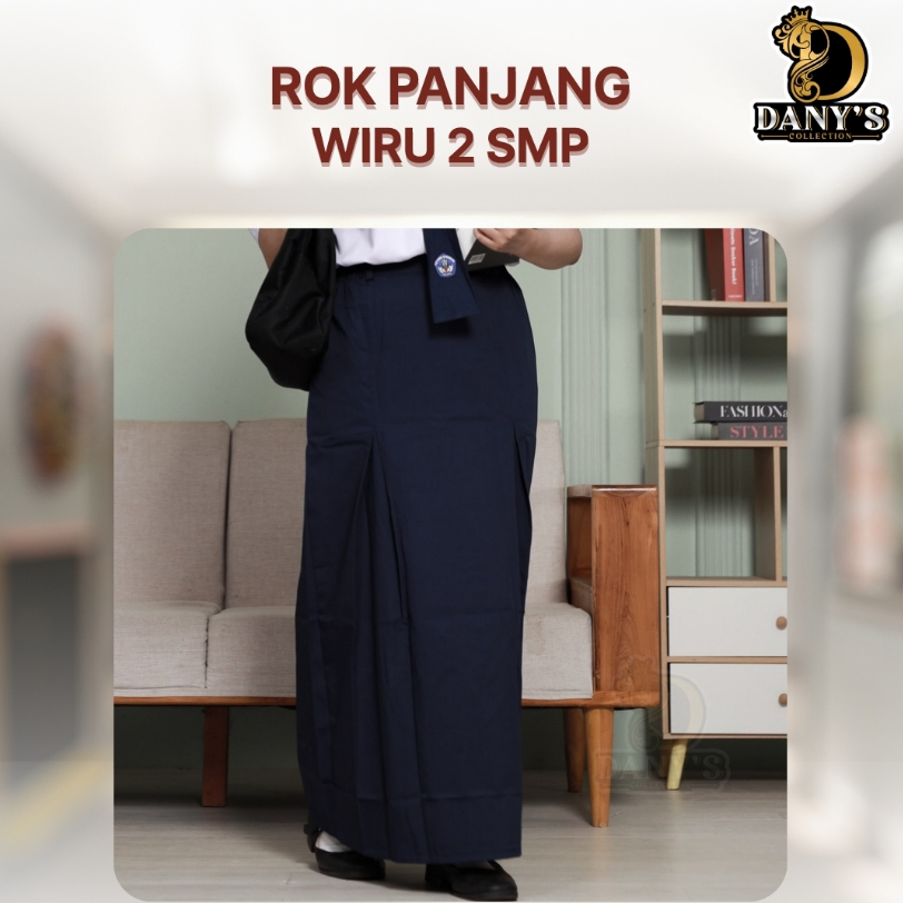 Rok Seragam SMP sekolah WIRU 2 belah dua Rok panjang SMP/MTS Bahan drill