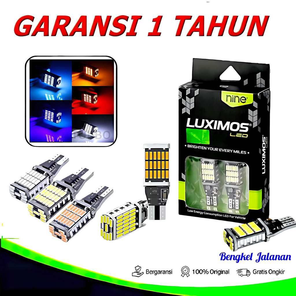 Paket lampu Sein dajal T10 T15 Senja Motor Super Terang AC DC PNP 45 Mata - LUMINOS LED