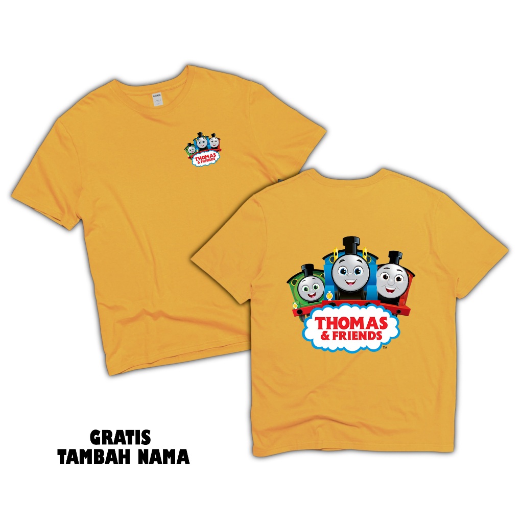 KAOS ANAK KERETA THOMAS AND FRIENDS DEPAN BELAKANG FREE NAMA