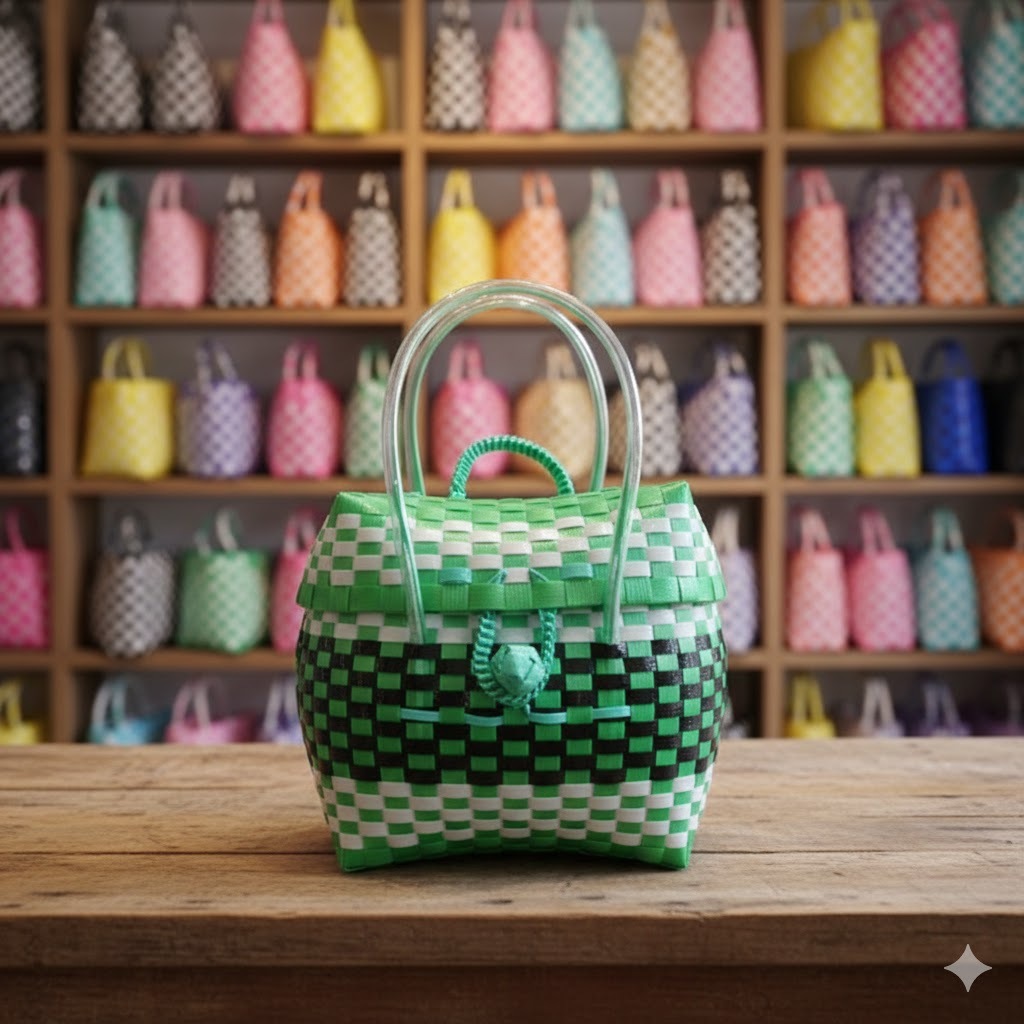 Tas Anyaman Plastik Model Tutup OVAL tas Serbaguna