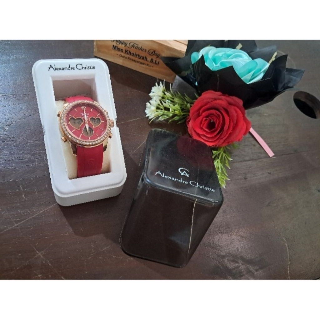 [BISA NEGO]Jam tangan wanita alexandre christie warna merah