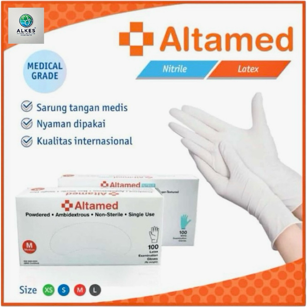 Sarung Tangan Latex Altamed / Altamed Latex Glove isi 100's