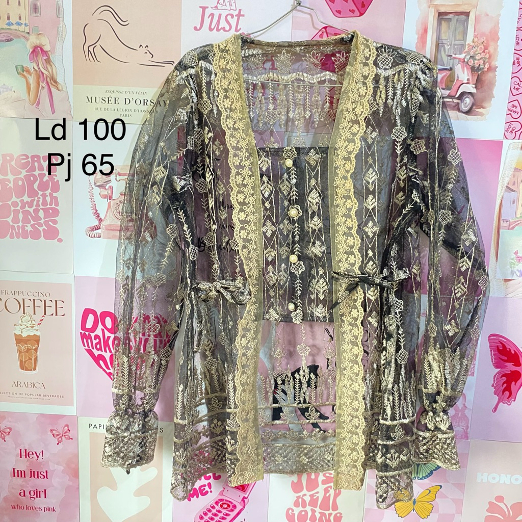 Preloved Outer Brukat Renda Lucu Hitam Outer Kondangan