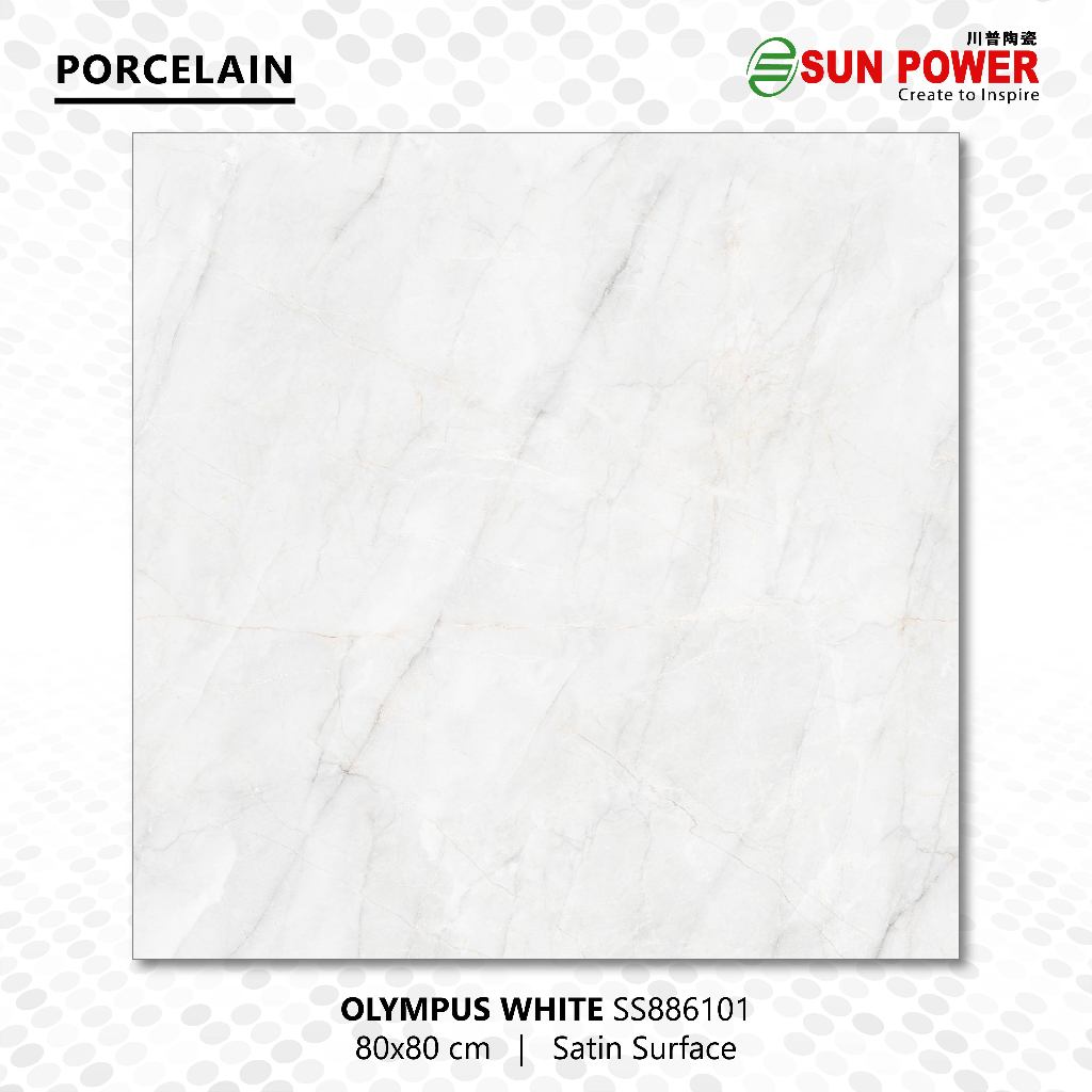 SUN POWER Olympus White 80x80 | 80x40 Honed/Satin – Granit Tiles Lantai & Dinding Sun Power Ceramics