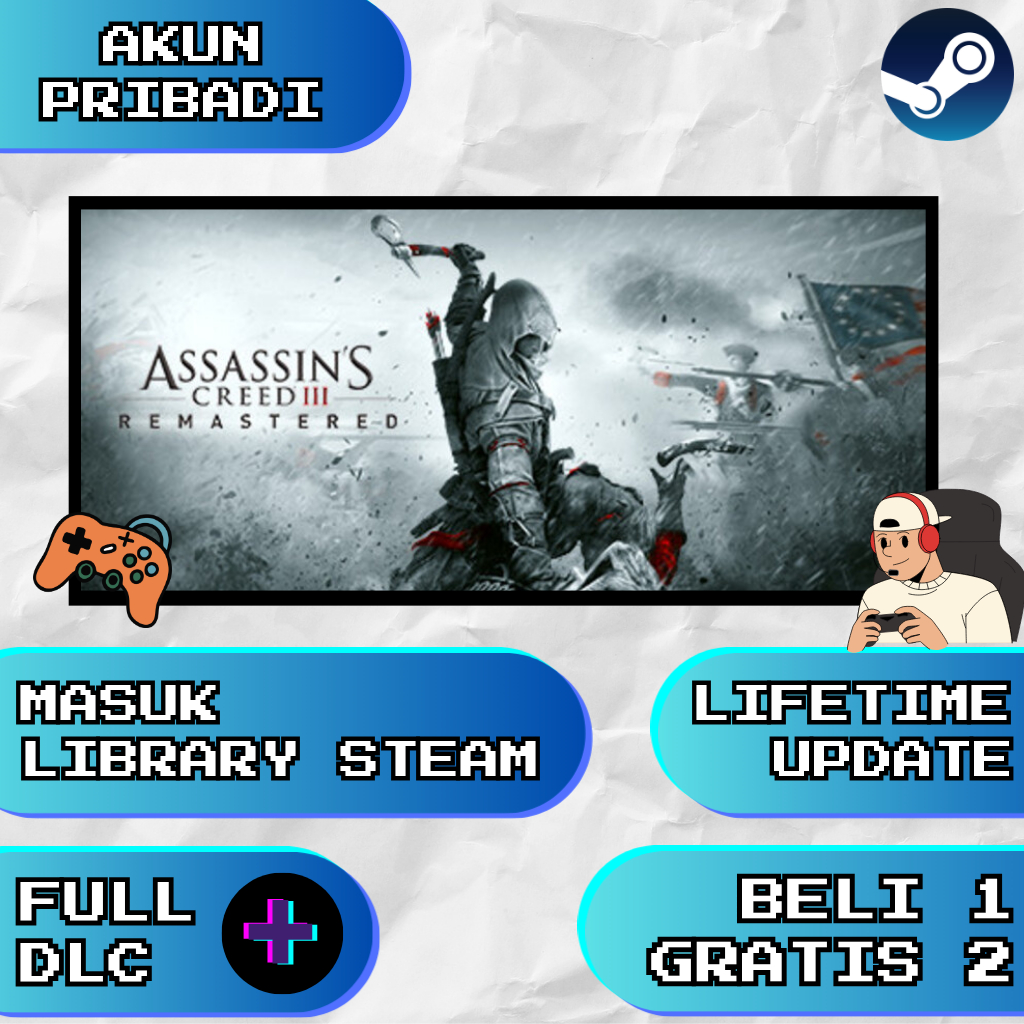 BELI 1 GRATIS 2 Assassin’s Creed® III Remastered full version steam akun private non-sharing permane