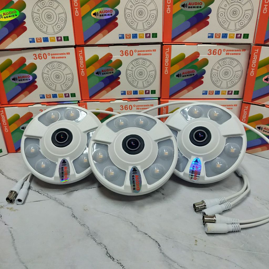 PAKET 3 KAMERA CCTV PANORAMIC 360° 8MP COLORVU AUDIO TANPA DVR,sebelum cekout harap di baca deskrips