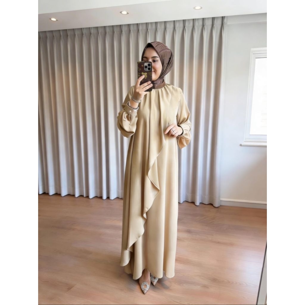 Dress Zayra Maxi Baju Muslim Kondangan Dan Lebaran Elegan Simple Terbaru