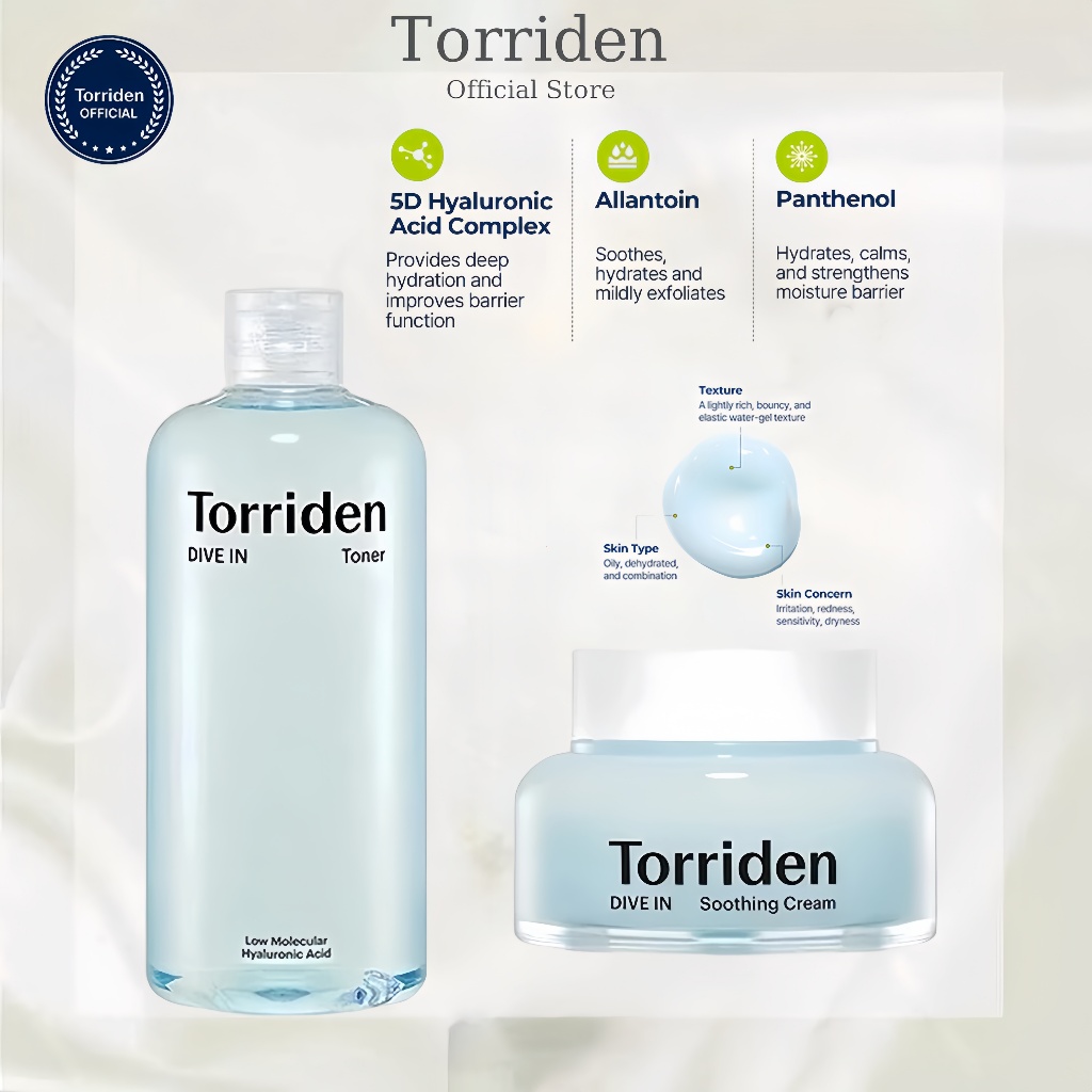 Torriden DIVE IN Toner Low Molecular Hyaluronic Acid TORRIDEN DIVE IN Soothing Cream