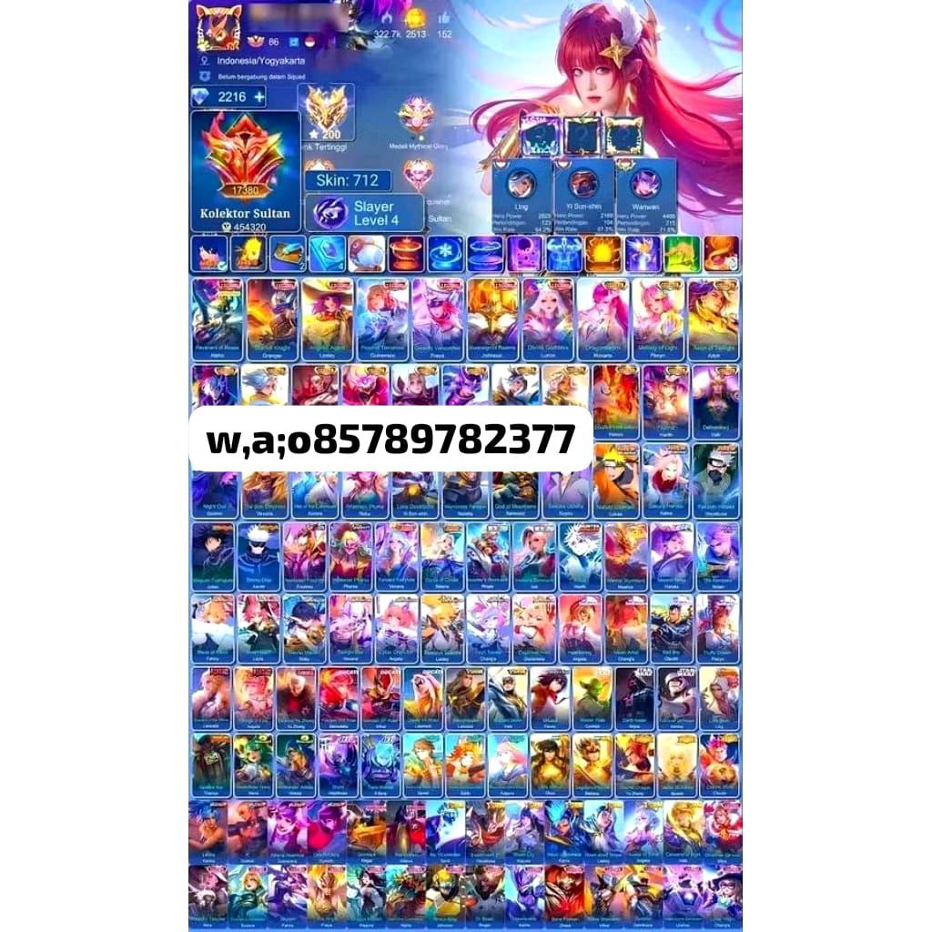 Cod akun mobile legends terbaru skin legends murcek